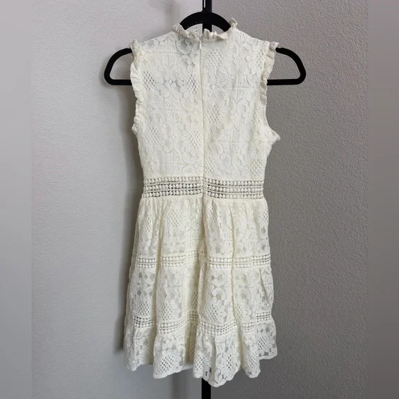 Disney Beauty & The Beast Women’s Ivory Lace Mini Dress w/ Ruffled Keyhole - Picture 4 of 4